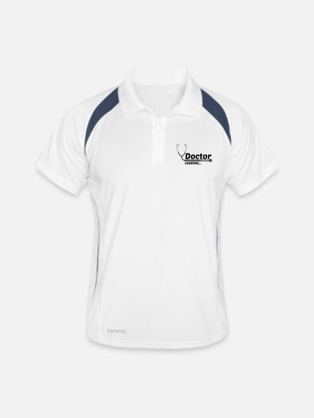 doctor training loading loading bar stethoscope ab - Men's Polo breathable - white/navy - Front