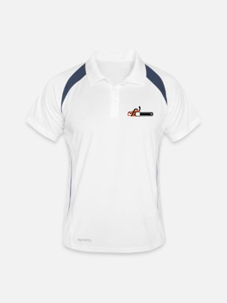 Scie à chaine - Polo respirant Homme - blanc/marine - Devant