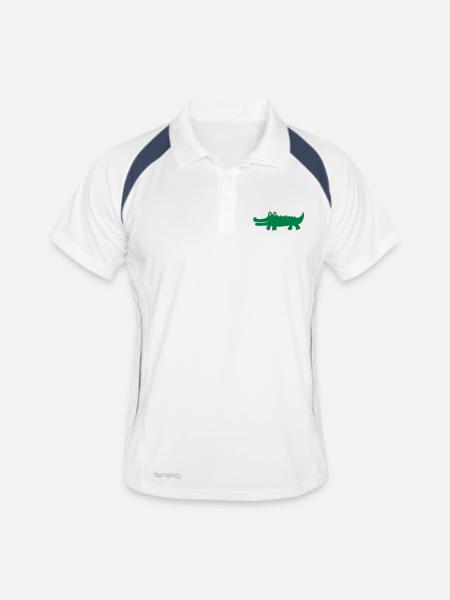 Krokodil - Männer Polo atmungsaktiv - Weiß/Navy - Vorne