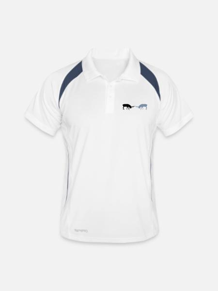 hirsch - geweih - jagd - jäger - Männer Polo atmungsaktiv - Weiß/Navy - Vorne