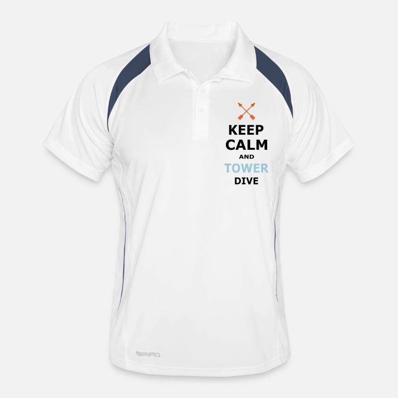 KEEP CALM AND TOWER DIVE - Männer Polo atmungsaktiv - Weiß/Navy