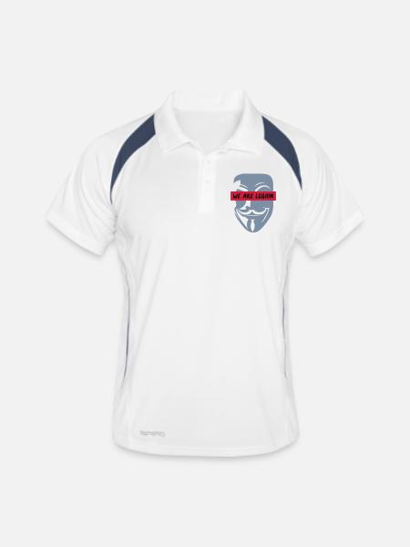 anonymous_we_are_legion_002 - Polo respirant Homme - blanc/marine - Devant