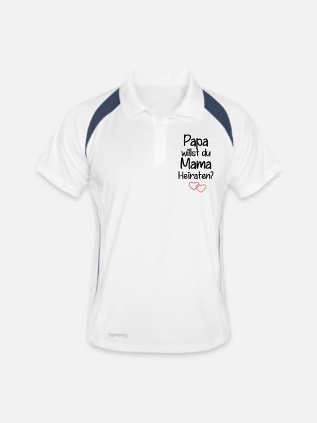 Papa willst du Mama Heiraten? - Männer Polo atmungsaktiv - Weiß/Navy - Vorne