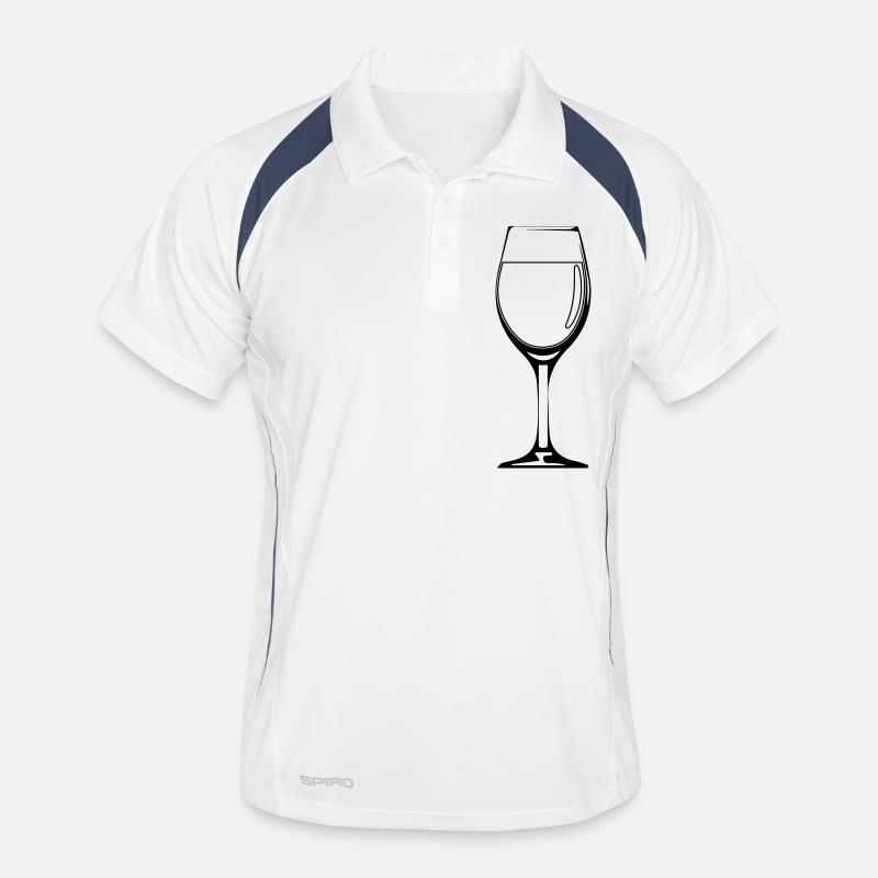 wein weinglas - Männer Polo atmungsaktiv - Weiß/Navy