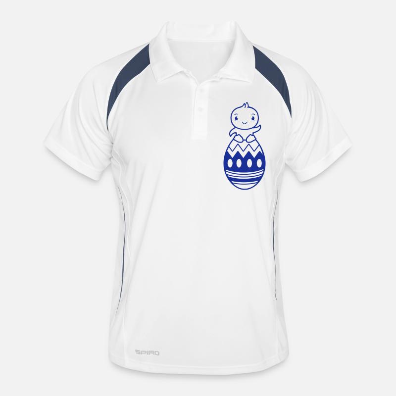 Chick sitting on huge Easter egg waving Easter sweet Men's Polo breathable