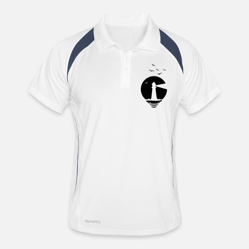 seelicht - Männer Polo atmungsaktiv - Weiß/Navy