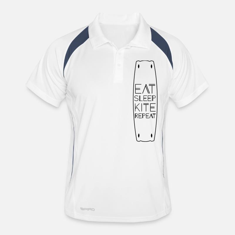 Eat sleep kite repeat - Männer Polo atmungsaktiv - Weiß/Navy