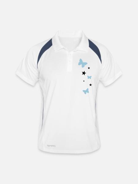 Les étoiles et les papillons - Polo respirant Homme - blanc/marine - Devant