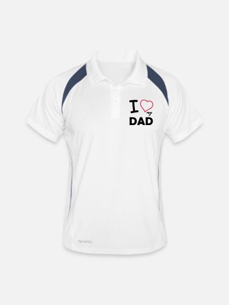 J’aime mon père - Polo respirant Homme - blanc/marine - Devant