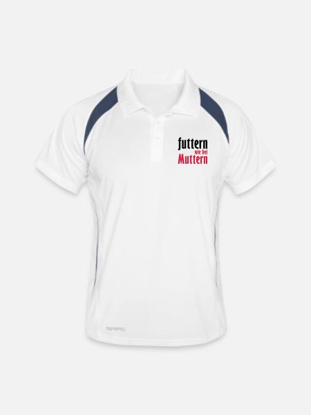 futtern wie bei muttern - Männer Polo atmungsaktiv - Weiß/Navy - Vorne