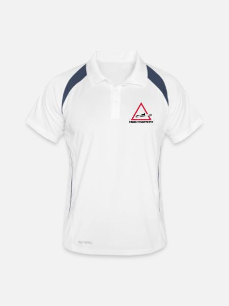 posaune suchtgefahr - Männer Polo atmungsaktiv - Weiß/Navy - Vorne