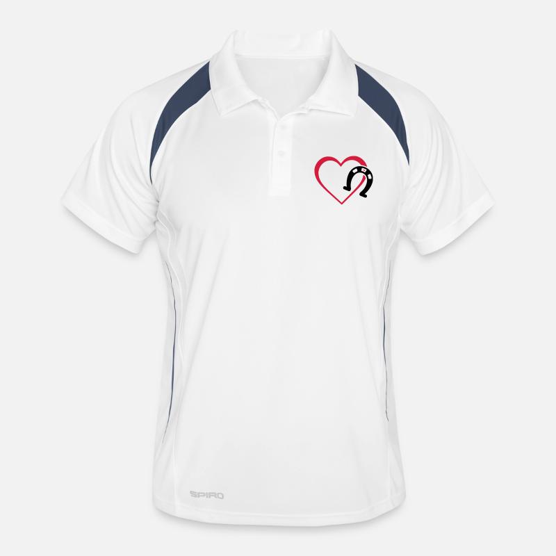 Symbole - Hufe Herz - Männer Polo atmungsaktiv - Weiß/Navy
