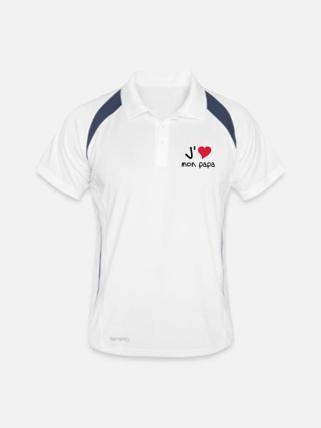 J'aime mon papa - Polo respirant Homme - blanc/marine - Devant