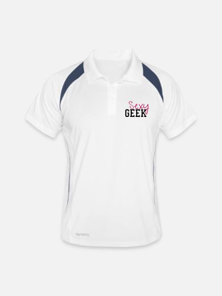 Sexy Geek - Polo respirant Homme - blanc/marine - Devant
