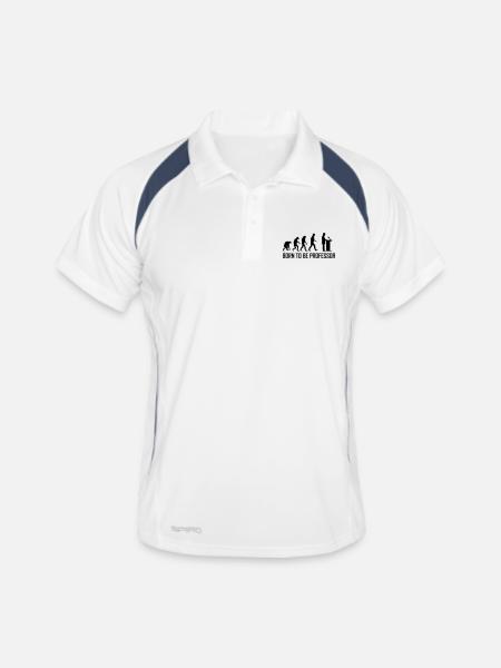 born to be professor - Männer Polo atmungsaktiv - Weiß/Navy - Vorne