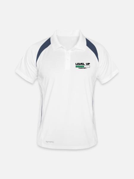level up please wait - Polo respirant Homme - blanc/marine - Devant