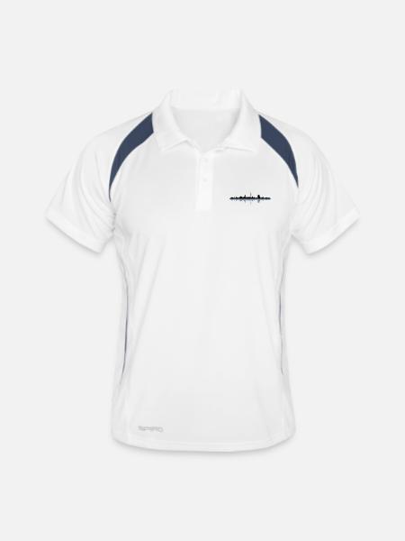 Skyline - Stuttgart - Männer Polo atmungsaktiv - Weiß/Navy - Vorne