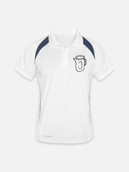 Wasserkocher, , Küchenhelfer, Technik, technisch, - Männer Polo atmungsaktiv - Weiß/Navy - Vorne
