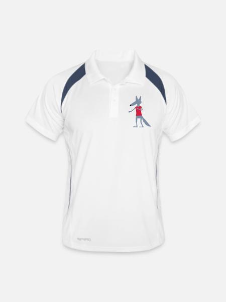 Wolf (Flexdruck) - Männer Polo atmungsaktiv - Weiß/Navy
