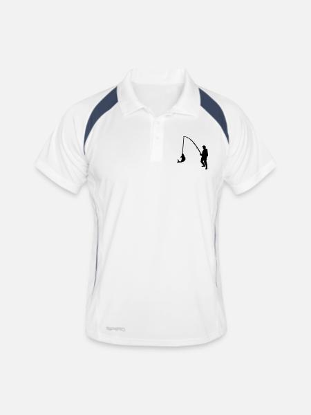 Angeln - Männer Polo atmungsaktiv - Weiß/Navy - Vorne