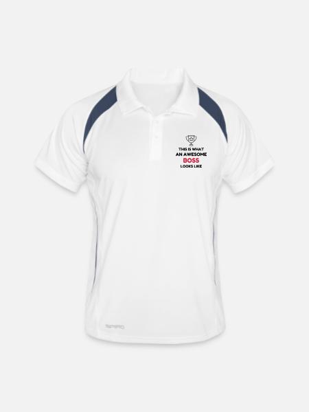 Manager / Patron / Travail / Métier / Chef - Polo respirant Homme - blanc/marine - Devant