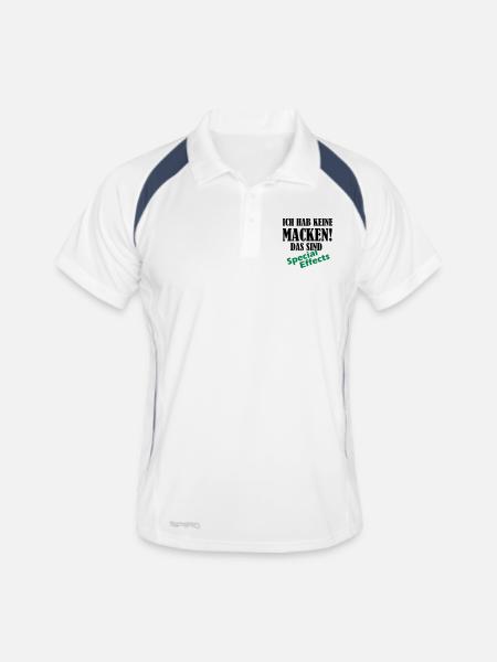keine_macken_02 - Männer Polo atmungsaktiv - Weiß/Navy - Vorne