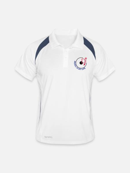 Musique DJ est ma vie - Polo respirant Homme - blanc/marine - Devant
