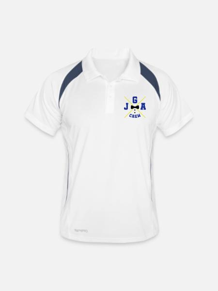 jga crew - Männer Polo atmungsaktiv - Weiß/Navy - Vorne