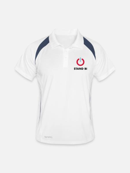 Stand Bi - Männer Polo atmungsaktiv - Weiß/Navy - Vorne