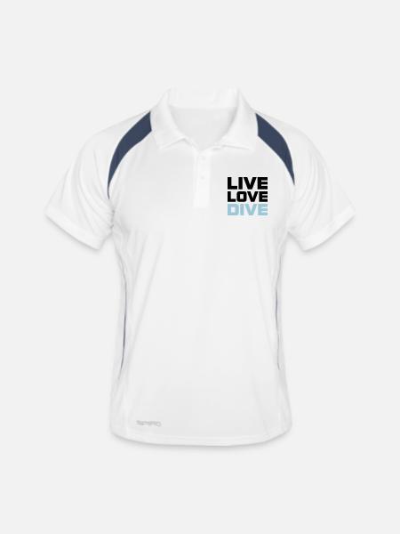 Live Love Dive Taucher T-Shirt - Men's Polo breathable - white/navy - Front