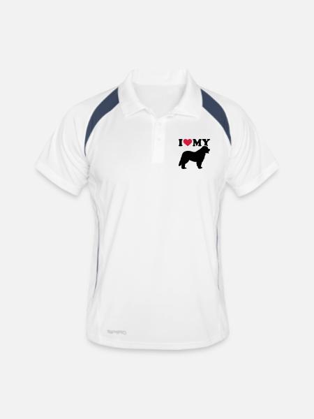 Leonberger - Männer Polo atmungsaktiv - Weiß/Navy - Vorne