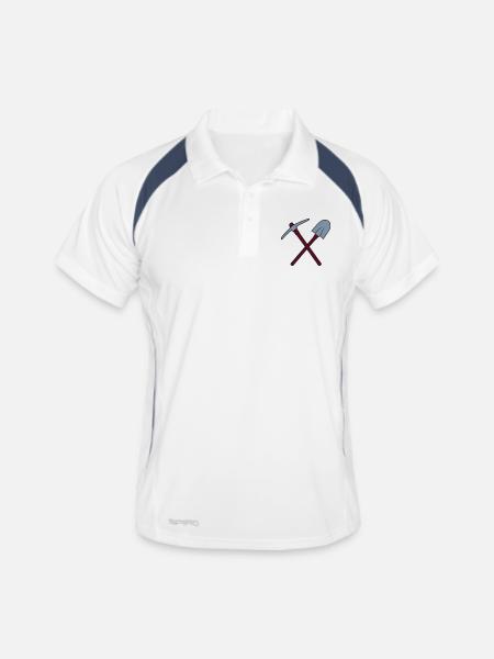 duo cross 2 pelle pelle à creuser pioches piocher - Polo respirant Homme - blanc/marine - Devant
