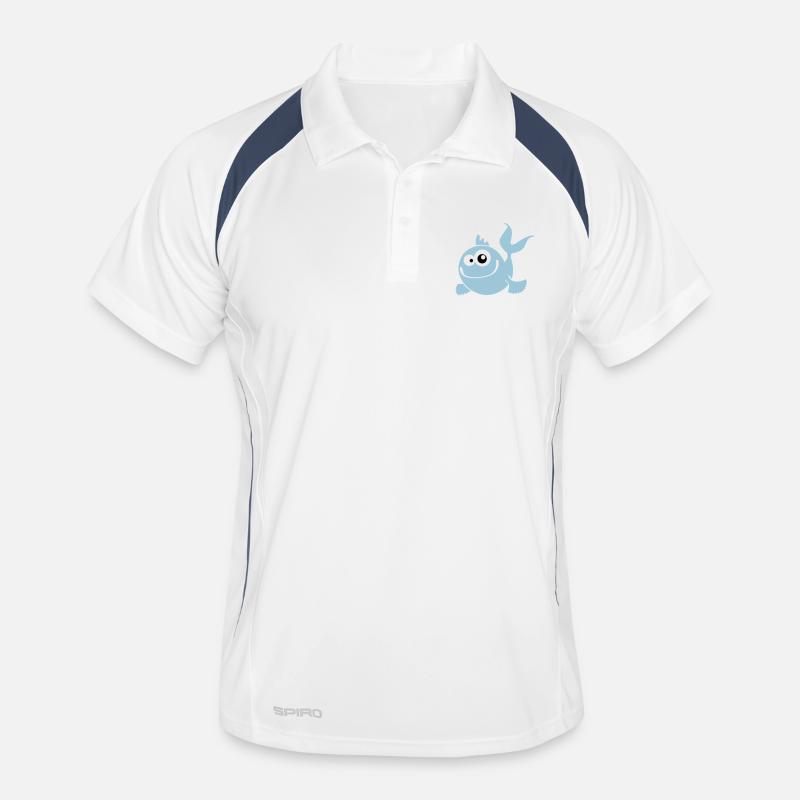 fish boy - Männer Polo atmungsaktiv - Weiß/Navy