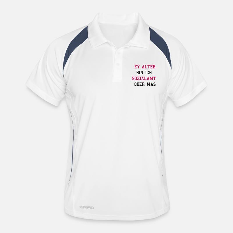 Sozialamt oder Was - Männer Polo atmungsaktiv - Weiß/Navy