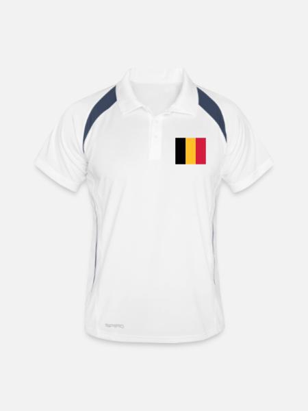 Drapeau national de Belgique - Polo respirant Homme - blanc/marine - Devant