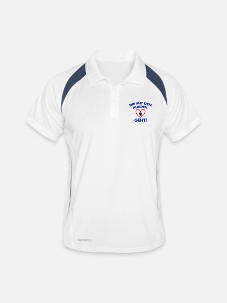 die mit den hunden geht - Männer Polo atmungsaktiv - Weiß/Navy - Vorne