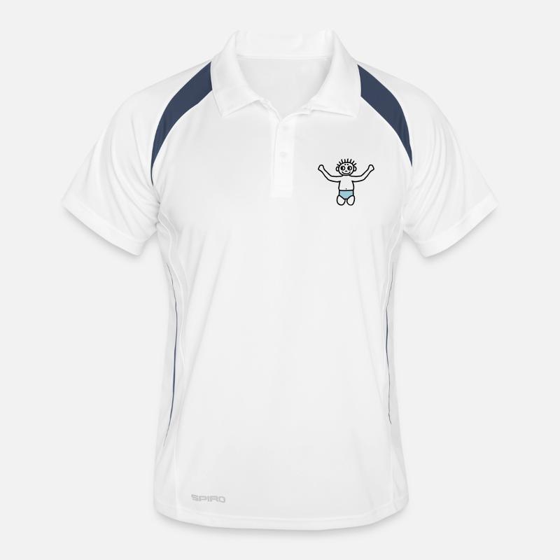 Baby mit Windel - V2 - Männer Polo atmungsaktiv - Weiß/Navy