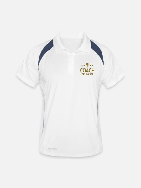 Coach Coachin Coaching Trainer Sport Team - Männer Polo atmungsaktiv - Weiß/Navy - Vorne
