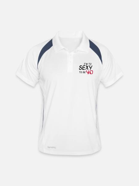 Je suis à sexy pour être 40, quarantième - Polo respirant Homme - blanc/marine - Devant