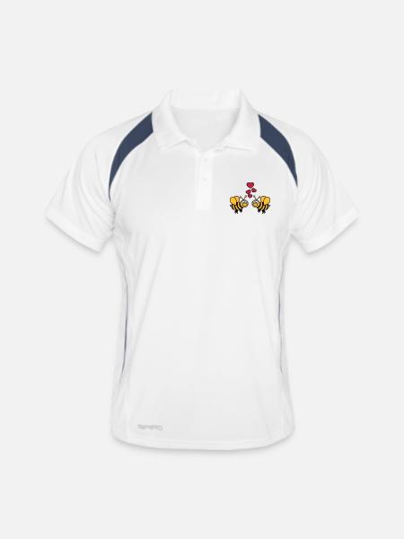 Abeille - Polo respirant Homme - blanc/marine - Devant
