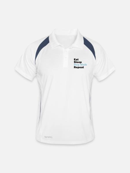 eat sleep dog walk repeat 2col - Men's Polo breathable - white/navy - Front