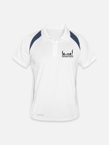 Burpees (Silhouette) - Polo respirant Homme - blanc/marine - Devant