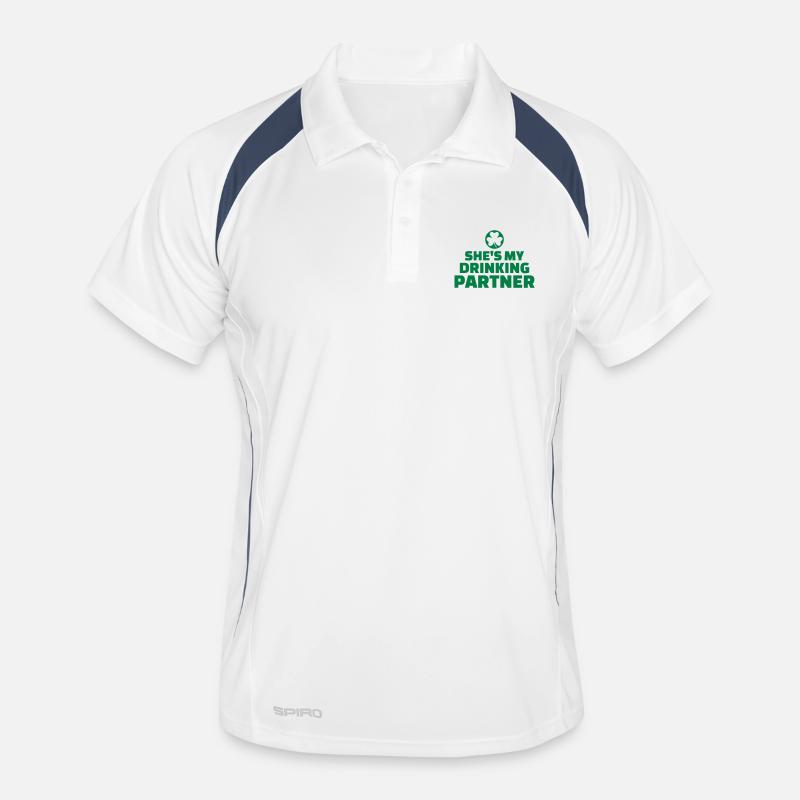 Drinking partner - Männer Polo atmungsaktiv - Weiß/Navy