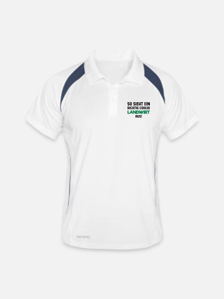 Cooler Landwirt - Männer Polo atmungsaktiv - Weiß/Navy - Vorne