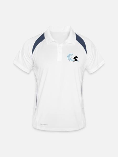 Sport - Surfer Welle - Männer Polo atmungsaktiv - Weiß/Navy - Vorne