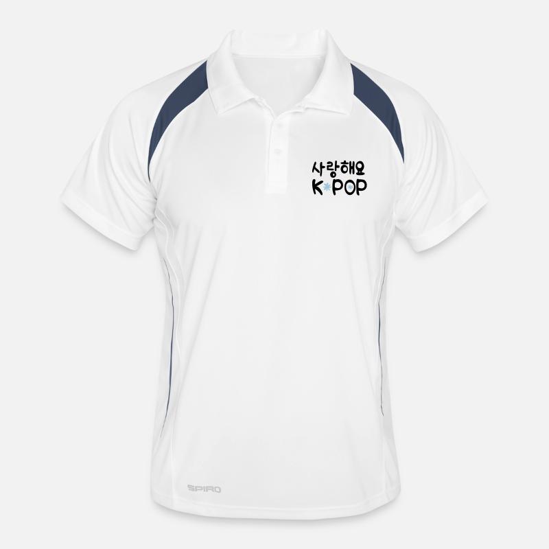 Sarang hae yo KPOP - Männer Polo atmungsaktiv - Weiß/Navy
