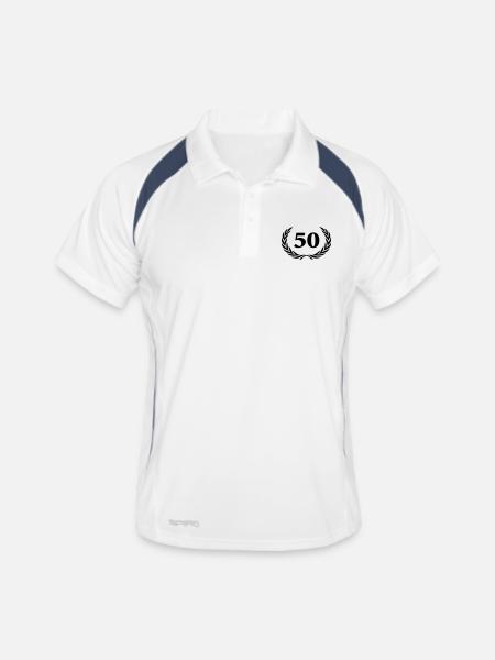 50 - Men's Polo breathable - white/navy