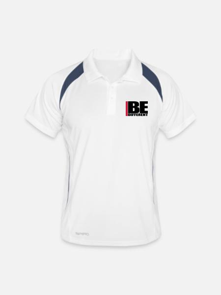 Cool Be Different Logo - Polo respirant Homme - blanc/marine