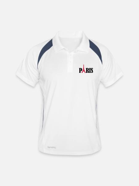 Paris - Männer Polo atmungsaktiv - Weiß/Navy - Vorne
