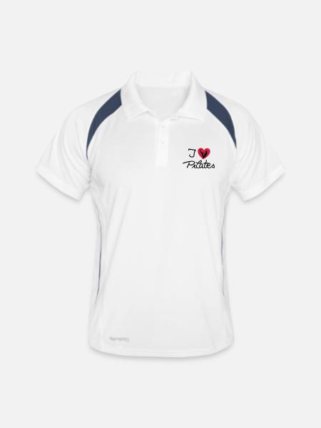 J'aime Pilates (3) - Polo respirant Homme - blanc/marine - Devant